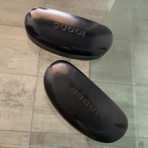 2 x GUCCI HARD BLACK LEATHER EYEGLASS CASES SET OF TWO,in perfect condition.